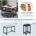 thumbnail image 6 of SYNGAR 5 Piece Dining Table Set, Modern Pub Table Set W/ 4 PU Leather Cushioned Stools, Counter Height Faux Marble Bar Table Set, 4-Person Dining Table & Stools Set, Kitchen Breakfast Table Set, D7774, 6 of 12