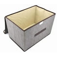 thumbnail image 2 of Collapsible Storage Boxes 4 Pack, Linen Fabric Storage Baskets Washable, with Lids and Leather Handle, Cube Storage Basket for Home Bedroom Closet Office, (Grey, 6.3*7.9*10.3inches), 2 of 8