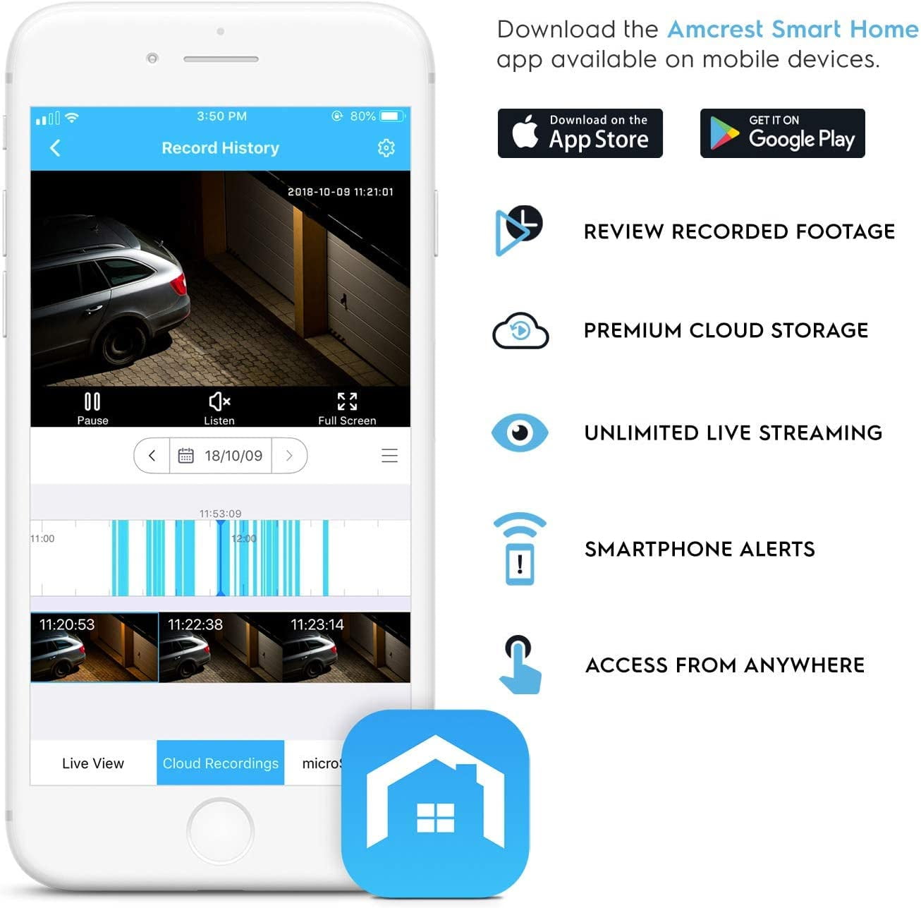 Pre-Owned Amcrest 1080P WiFi Camera Outdoor, Smart Home 2MP Bullet IP Security Camera Outdoor Wireless, 98ft Nightvision, Built-in Mic, 256GB MicroSD Storage (Sold Separately), ASH22-W (Wired Power)