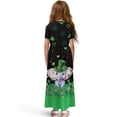 thumbnail image 2 of Uourmeti Saint Patrick Elephant Print Dress for Girls Short Sleeve Loose Casual Holiday Dresses Elegant Maxi Floor Length A-Line Dress, Size 13-14 Years, 2 of 7