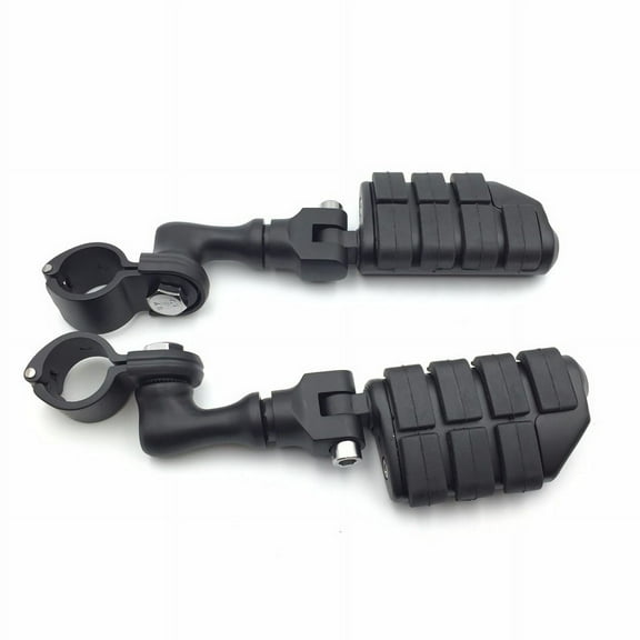 HTT-MOTOR Black Large Footpegs Short Angled Mounting Kit For Honda GoldWing VTX1300 Shadow Valkyrie Triumph Road Glide Ultra FLTRU with 1 inch (1") 25mm Front Engine Guard Frame Tube