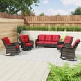 thumbnail image 5 of MeetLeisure 5 Pieces Outdoor Furniture Patio Furniture Set with One 3-Seat Sofa, Two Swivel Rocking Chairs,Two Rocking Chairs, Red, 5 of 14
