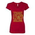 thumbnail image 2 of Straight Outta Arizona ARI Fan | Fantasy Baseball Fans | Womens Sports Slim Fit Junior V-Neck Tee, Red, 2XL, 2 of 4