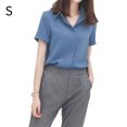 thumbnail image 1 of Camisa de gasa Mujer Blusa de manga corta de verano Top informal suelto, Azul, S Scienceny AP001402-11B, 1 of 7