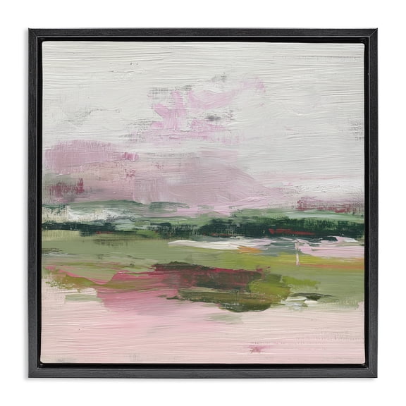Stupell Industries Transitional Hills In Bloom Abstraction Black Floating Frame Canvas Art, 18 x 18, by Svetlana Aleynikova