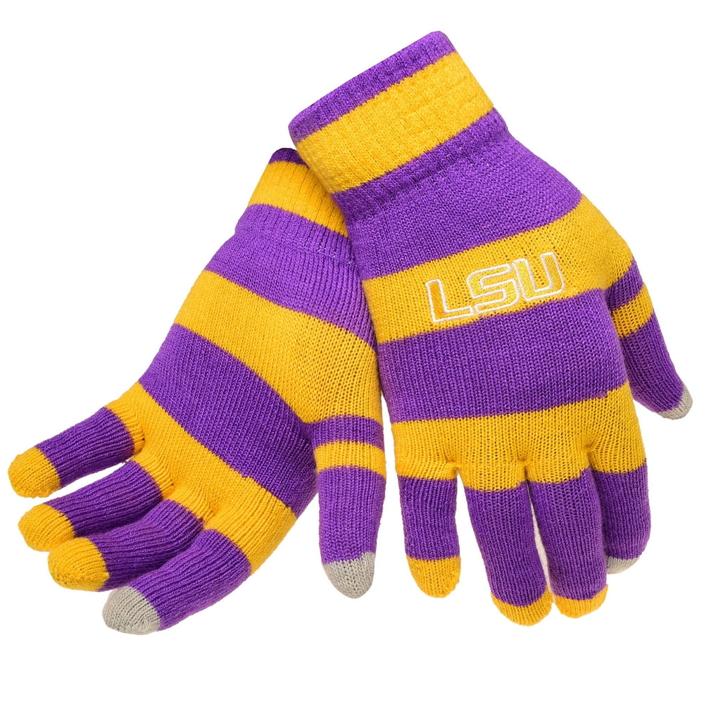 Lsu Tigers Official NCAA Glove Stripe Outdoor Winter Stretch Knit by