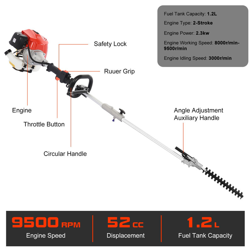 Floseru 52cc Gas Weed Eater,5 in 1 Gas Weed Eate with Hedge Trimmer Chainsaw Brush Cutter,2-Cycle Gas String Trimmers for Weeds and Grass.