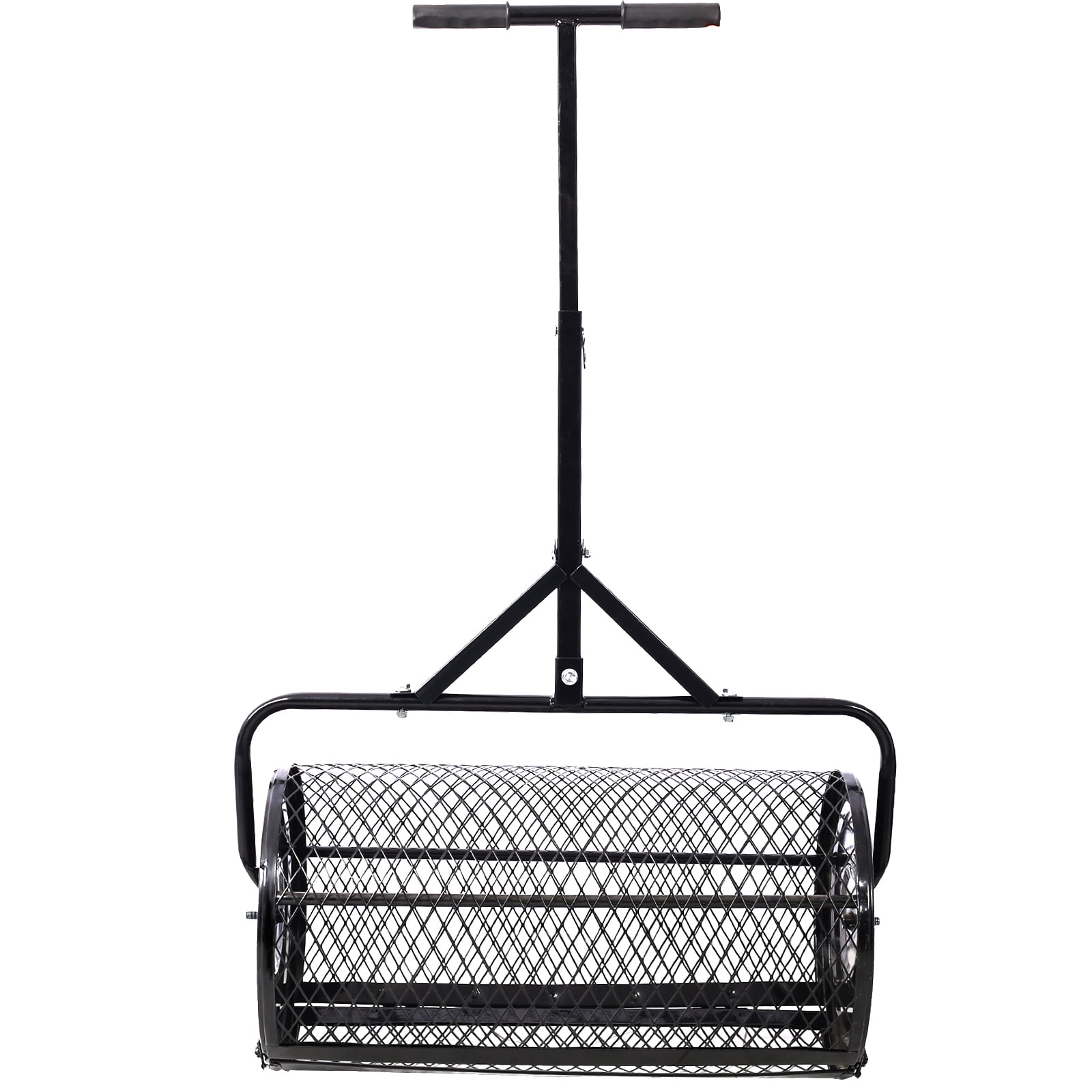Peat Moss Spreader 24inch,Compost Spreader Metal Mesh,T shaped Handle for planting seeding,Lawn and Garden Care Manure Spreaders Roller,heavy duty