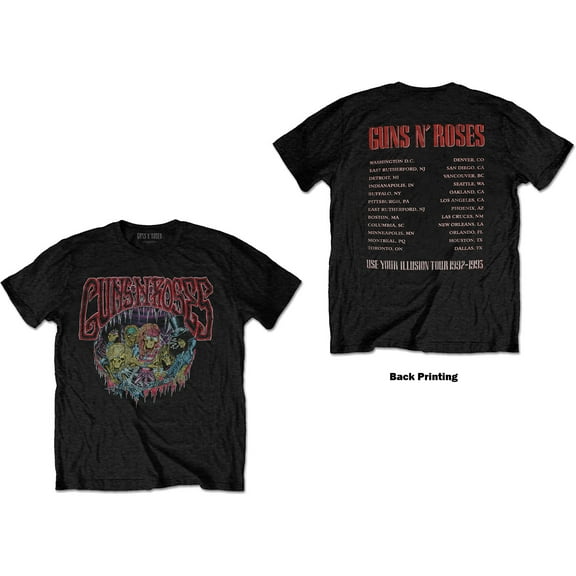 Guns N' Roses Unisex T-Shirt Illusion Tour (Back Print) (Small)
