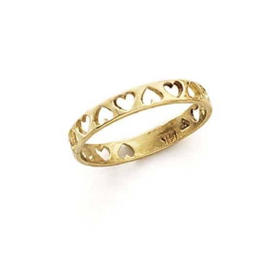 14k Yellow Gold Cutout Heart Band Ring - 1.0 Grams - Size 7.0
