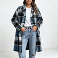 thumbnail image 5 of Women's Casual Plaid Shacket Jacket Button Down Long Coats with Pockets Fall Winter Warm Comfy Outfit, 5 of 9