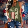 thumbnail image 2 of Wang6 Womens 4th of July Racerback Tank Tops Plus Size Summer USA Flag Printed Sleeveless Tops Causal Patriotic Independent Day Loose Graphic Tshirts 0429liArmy Green XXXL, 2 of 5