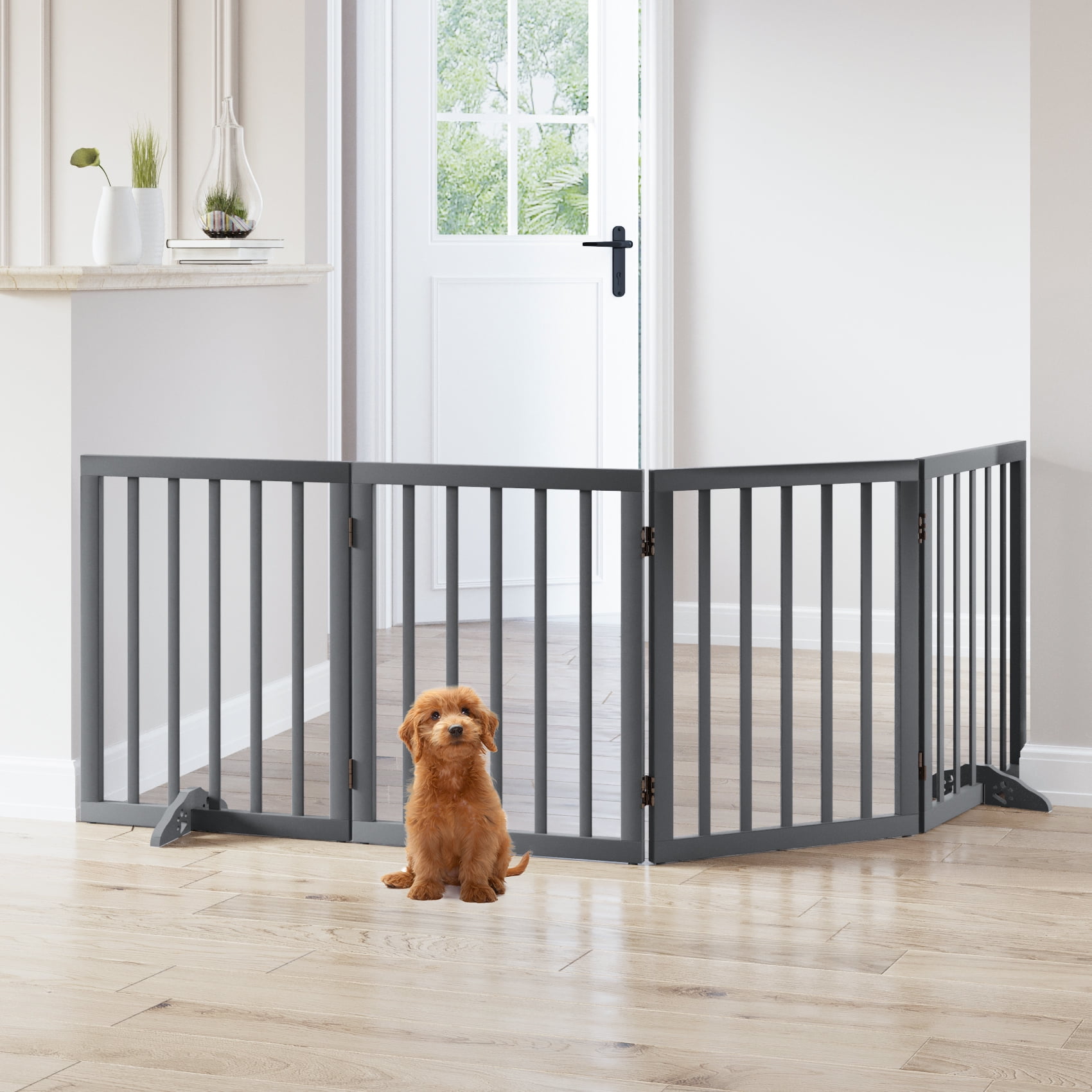 Algherohein Foldable Pet Gates Extra Wide Dog Gates for Doorways 24