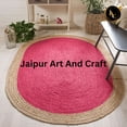 thumbnail image 2 of Jaipur Art And Craft Hand Braided Oval Braided Reversible Jute Area Rug Dark Pink with Beige Border Carpet Rug Size - (2.6x8 Sq Feet), (31x96 Inches), (78x240 CM), 2 of 6