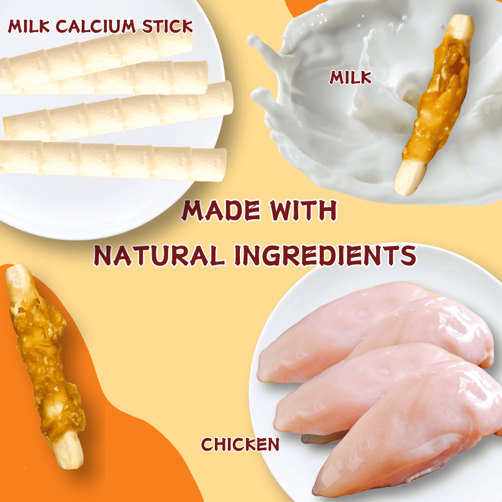 ComfyCradle Chicken & Calcium Milk Sticks Dog Treats, Dental Chews for Strong Bones, High-Protein Chews, 2.65 Pound