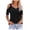Z01 Black, variant on Women's Cold Shoulder V Neck TShirt Open Shoulder Loose Fit Summer Top Casual Solid Color Fashion Blouse Soft Lightweight Relaxed Tee Trendy Shoulder Cutout Stylish Shirt