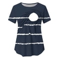 thumbnail image 5 of Gytharion Maternity Nursing Blouse for Women Round Neck Stripes Breastfeeding Tshirts Fashion Casual Short Sleeve Pregnancy Tops, 5 of 6