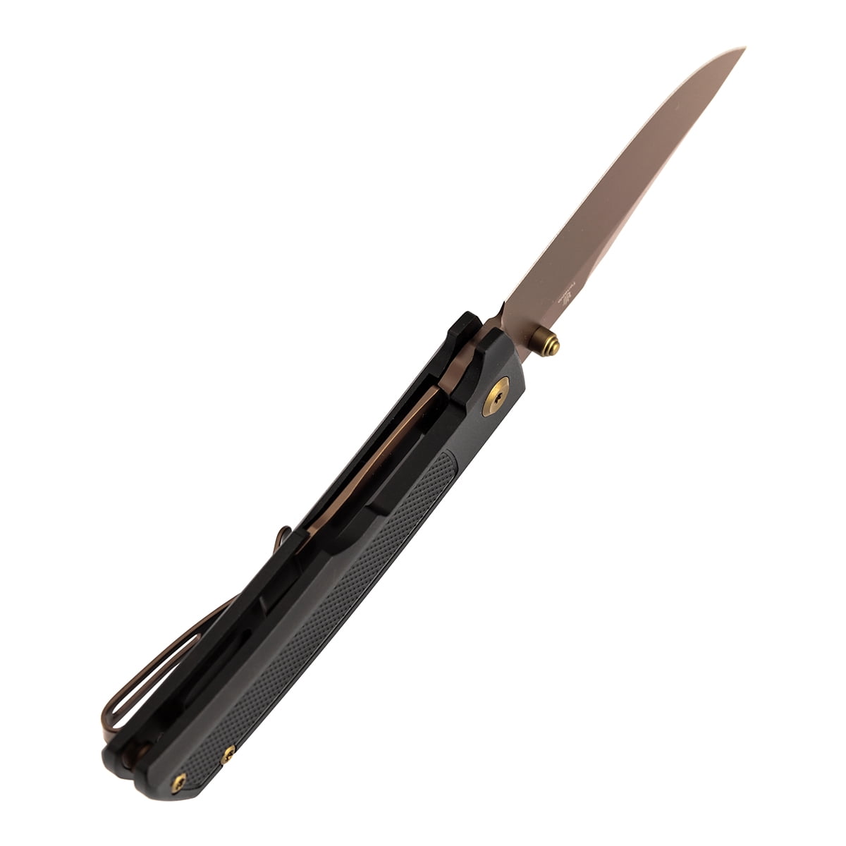 Tenable Bison Folding Knife 3.24'' Rose Gold Nitro V Blade,Aluminum Handle with Frag Pattern,B2108A3
