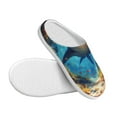 thumbnail image 3 of Daiia Colorful Underwater Shark Print Women’s Fuzzy Slippers Memory Foam Lightweight House Shoes Cozy Loafer Flannel House Shoes-42/43, 3 of 7