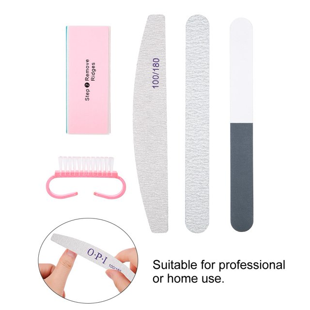 Fosa Nail Sanding File,5pcs/Set Nail Files Powder Brush Durable Buffing Grit Accessories UV Gel Polish Tools, Manicure File