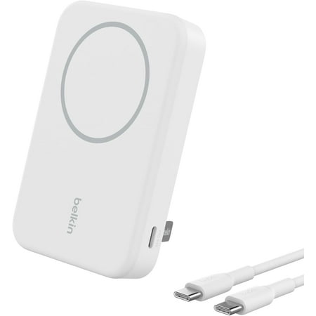 Belkin BoostCharge Pro Wireless Power Bank 8K w/ Qi2, MagSafe Compatible + Built-in Pop-up Kickstand - Compatible w/iPhone 16, 16 Plus, 16 Pro, 16 Pro Max, iPhone 15, iPhone 14, and More - White