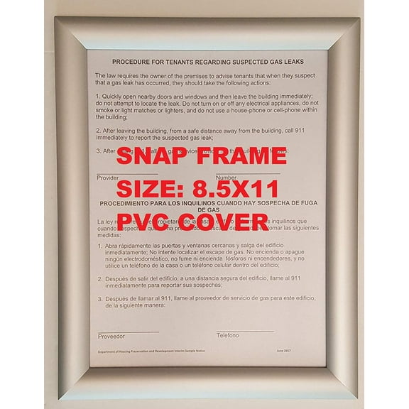 Aluminum Snap Frame for Poster 8.5 x 11 inches, 25mm Profile, Color Silver