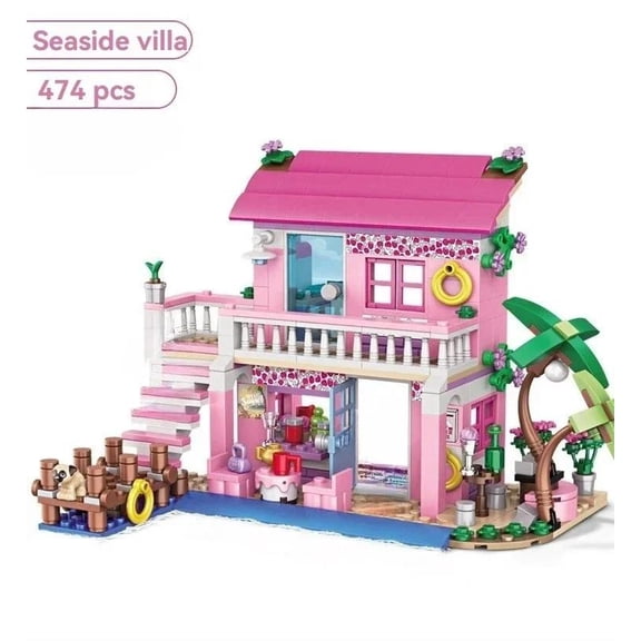 474PCS Friends City House Summer Holiday Seaside Villa Apartment Building Blocks Figures DIY Toys for Kid Girls Christmas Gift
