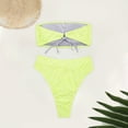 thumbnail image 4 of Mgmyaa Women Strapless Bikini Sets 2 Piece Swimwear Solid Color Trunks Bathing Suits Green M, 4 of 6