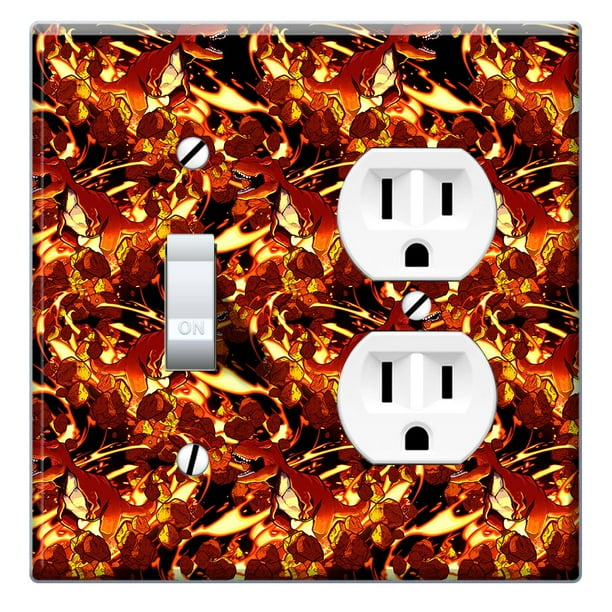 Wirester Double 1 Gang Toggle Light And 1 Gang Duplex Outlet Switch Plate Wall Plate Cover Tyrannosaurus Fire Walmart Com Walmart Com