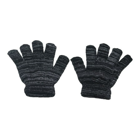 Girls Black Grey Two Tone Mixed Color Winter Gloves