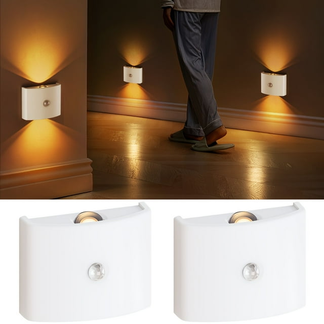 HLONK Wireless Motion Sensor Wall Light Up and Down Beam Decorative Light 1200mAh Rechargeable Battery Sensing Mode Up to 60 Days Long Battery Life 3 Color Temperatures 3 Modes Adjus