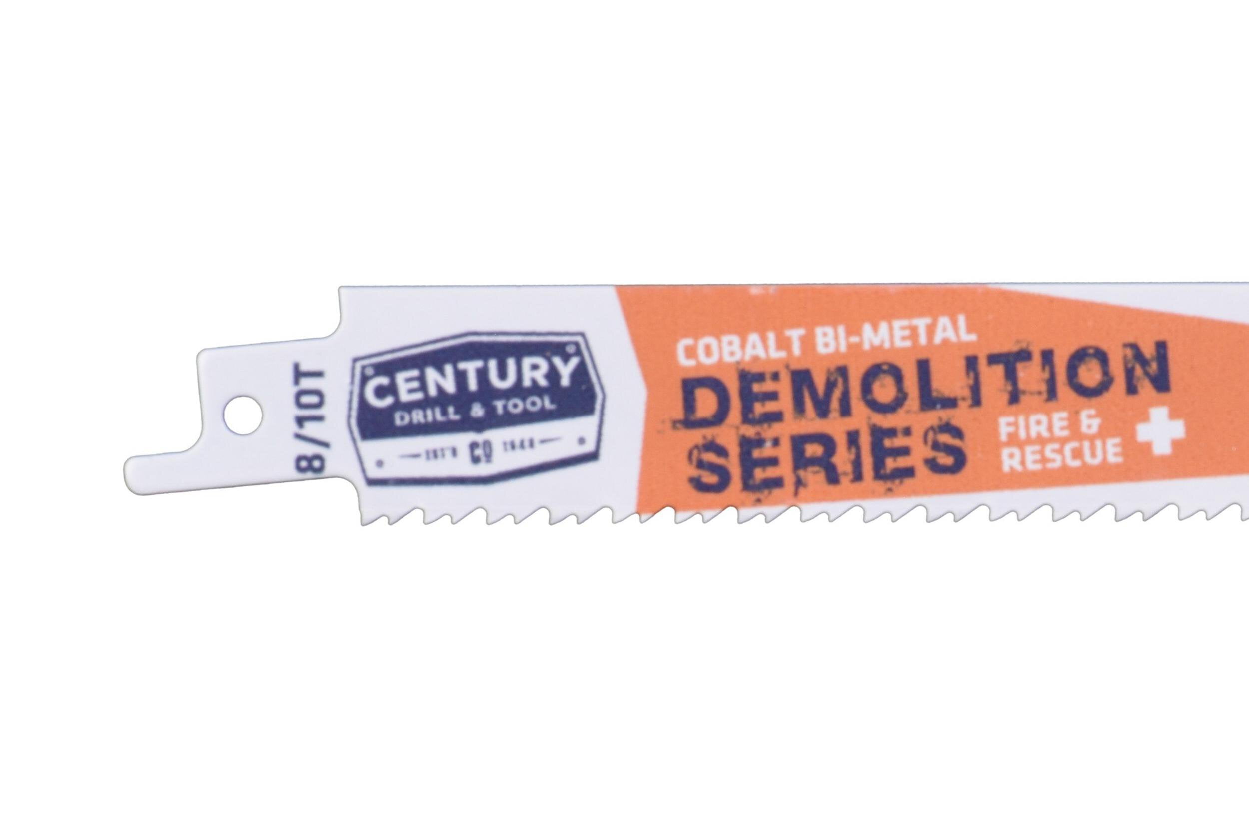 Century Drill & Tool 07788 9" Demolition Series Bi-Metal Reciprocating Saw Blade, 8/10T, 25 Pack
