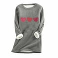thumbnail image 3 of Jinhomg Novelty Cute Sweatshirt for Women Holiday Casual Heart Print Fleece Loungewear Tops Winter Soft Cozy Long Sleeve Crewneck Sleepwear Summer Saving Gray XXXXL, 3 of 4