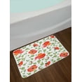 thumbnail image 2 of Poppy Bath Mat, Buds Stems and Flower Heads Scattered Hand Drawn Style Rural Inflorescence, Non-Slip Plush Mat Bathroom Kitchen Laundry Room Decor, 29.5 X 17.5 Inches, Vermilion Green Coral, Ambesonne, 2 of 2