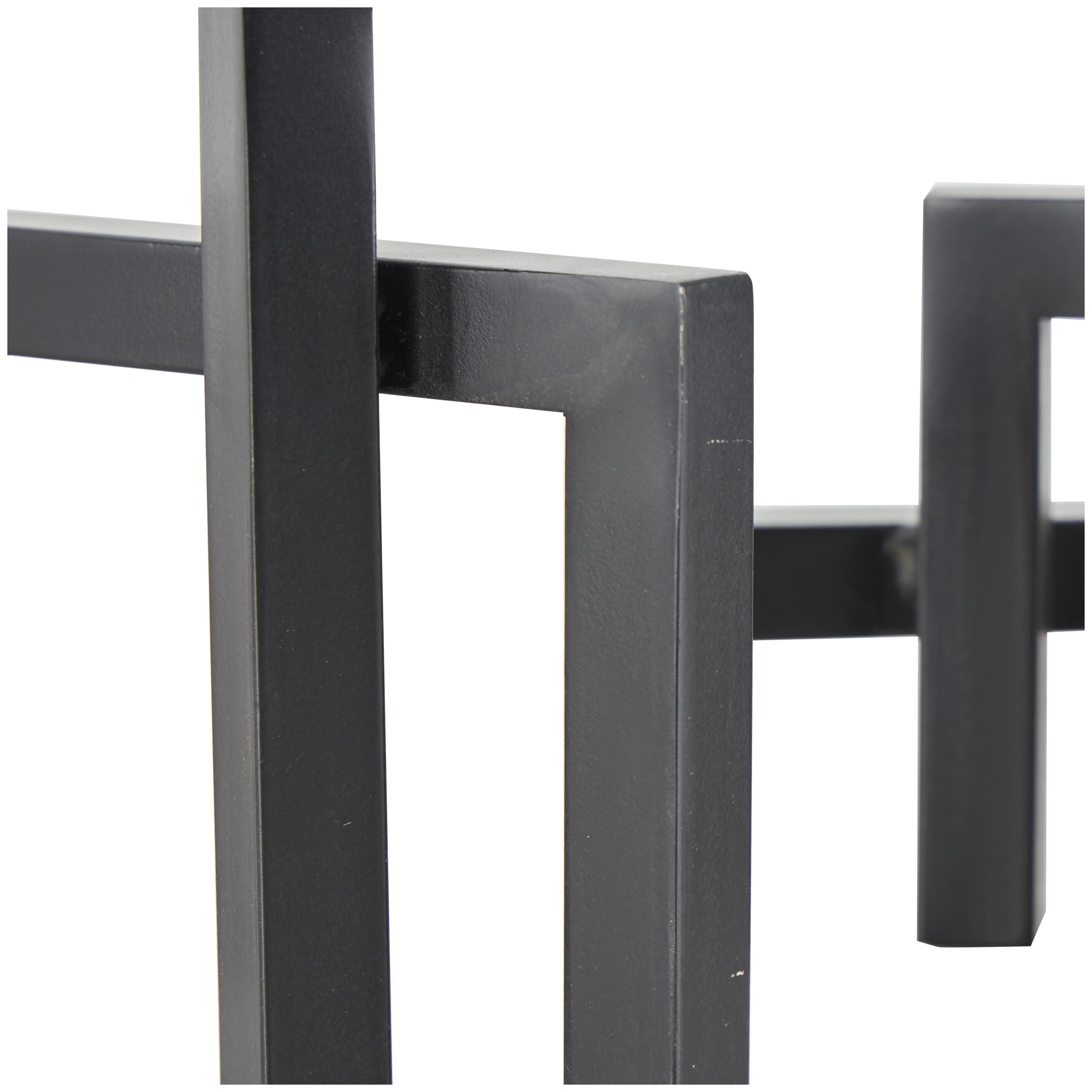 13" x 7" Black Metal Abstract Square Arched Geometric Sculpture, by DecMode