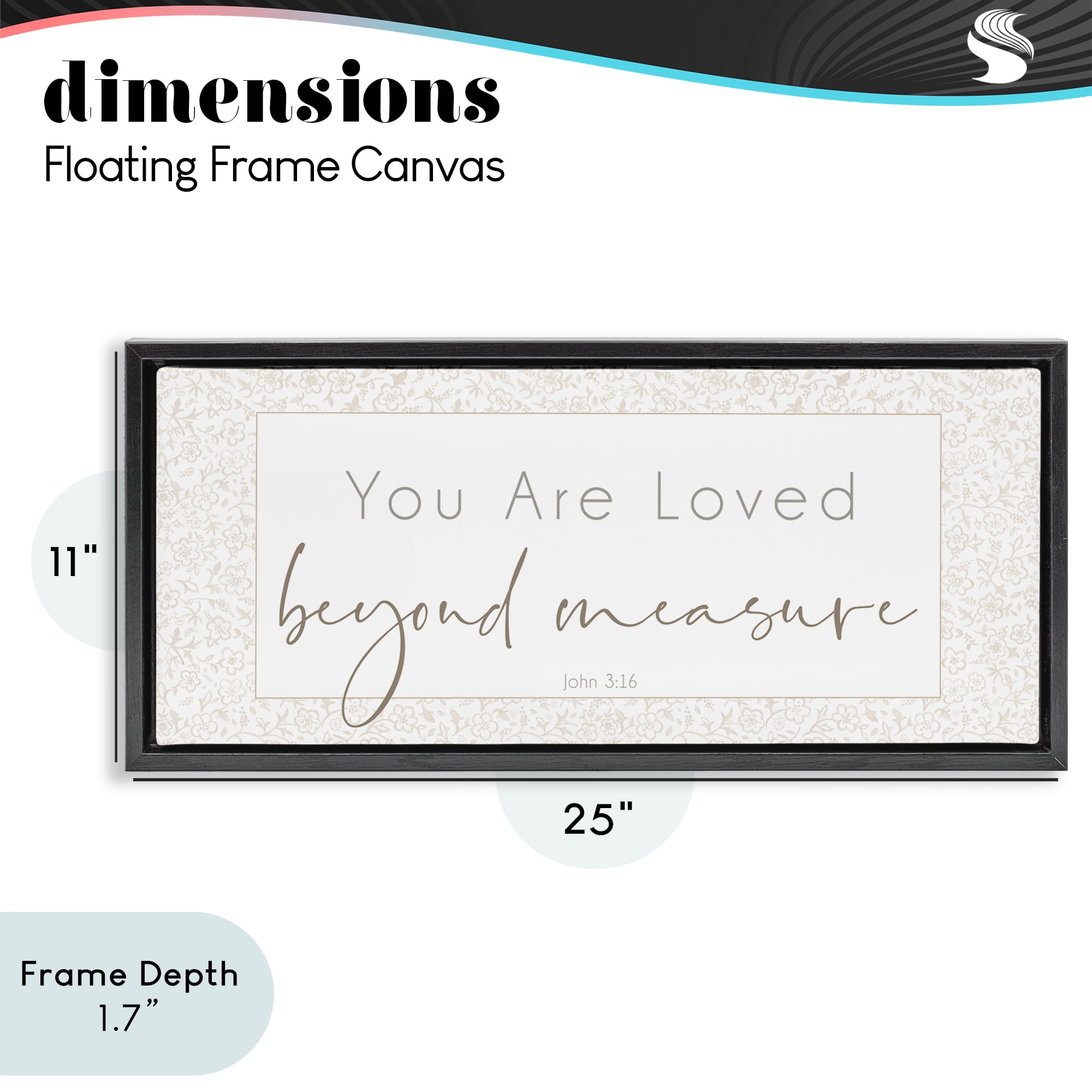 Stupell Industries Minimal Loved Beyond Measure Black Framed Floater Canvas Wall Art, design by Janice Gaynor