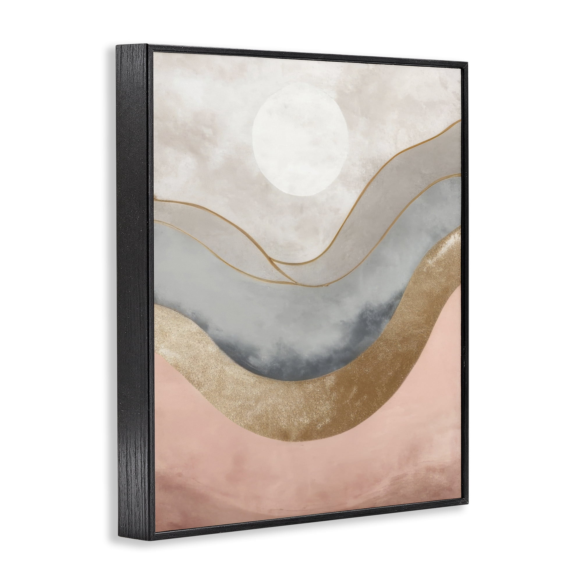 Stupell Industries Lunar Curves Landscape Abstract Painting Black Framed Art Print Wall Art, 24 x 30