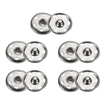 Uxcell 5 Set Sew-on Snap Buttons 21mm Metal Snap Fastener Buttons, Silver