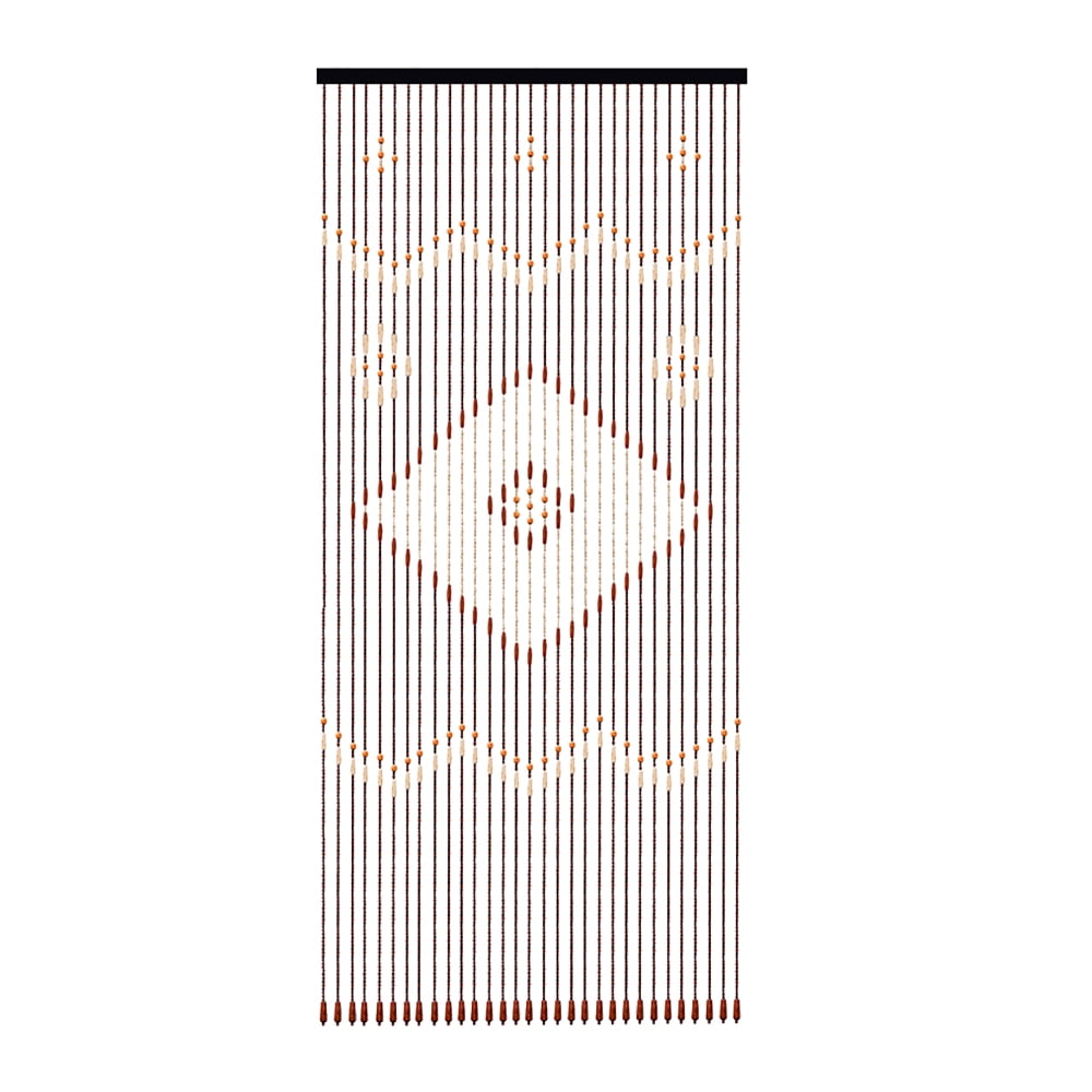 Retro Wooden Door Curtain, Natural Bamboo Beaded String Hanging Doorway Divider 35*82"  Brown Sheer Curtain for Door Window