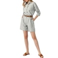 thumbnail image 2 of INSPIRE CHIC 2 Piece Outfit for Women's with Belt Long Sleeve Shirt and High Waist Shorts Set, 2 of 5