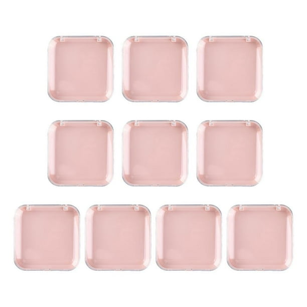 10 cajas de almacenamiento para uñas a presión, cuadradas y transparentes. Rosa
