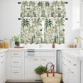 thumbnail image 3 of Green Palm Tree Kitchen Curtains Valances and Tiers Set of 3 Summer Watercolor Tropical Botanical Forest Plant Tier Curtains and Valance with Rod Pocket for Small Windows, 27.5"x36", 3 of 9