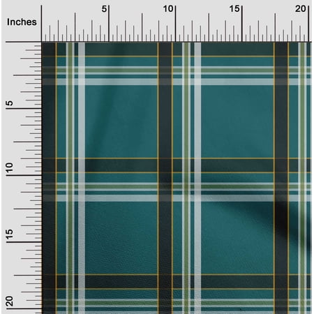 oneOone Cotton Flex Dark Teal Green Fabric Madras Check Sewing Fabric By The Yard Printed Diy Clothing Sewing Supplies 40 Inch Wide