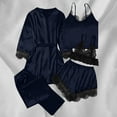 thumbnail image 6 of GERsome 5 Piece Womens Satin Pajama Set, Lace Cami Shorts Sleepwear with Robe Soft Nightwear S-3XL, 6 of 8