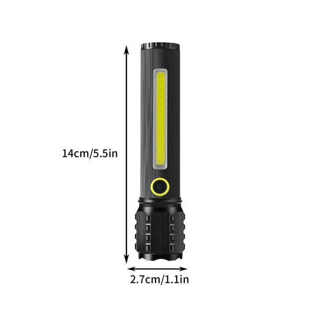 Herunwer Dual LED Tactical Flashlight with Side Work Light, High Lumens Portable Handheld Light for Outdoor, Emergency, and Home Use