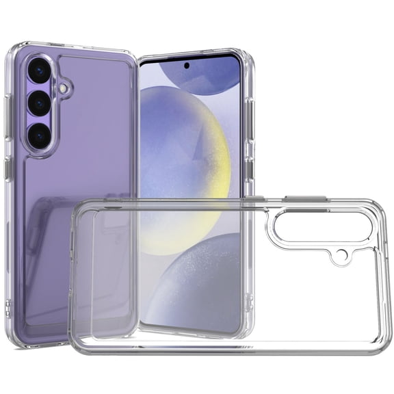 CoverON For Samsung Galaxy S25 Case, Hybrid Slim fit Hard Back TPU Rim Phone Rigid Cover, Clear with Chrome Buttons
