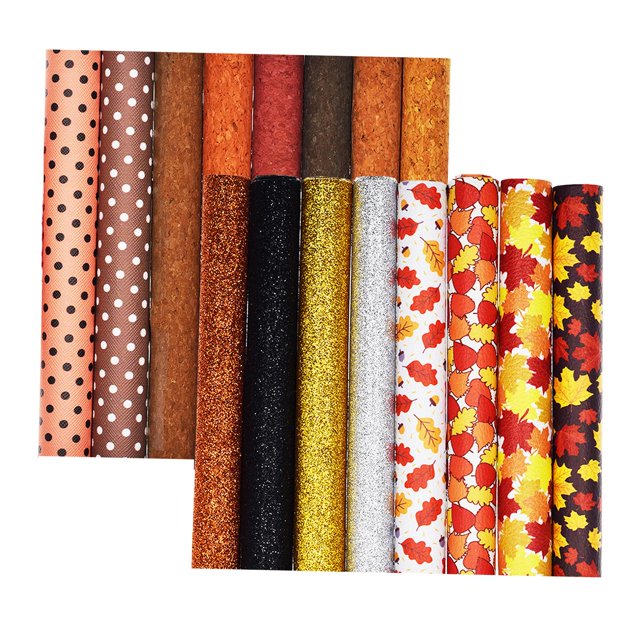 16 hojas Hoja de material cuero sintético Impreso Cuero artificial de Tela de material cuero sintético para accesorios para el cabello, aretes, bolsos, fab mayimx Hojas de tela de PU
