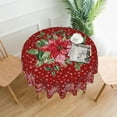 thumbnail image 2 of Christmas Flower Round Tablecloth 60 Inch Washable Reusable Decoration Table Cover for Kitchen Party, 2 of 8