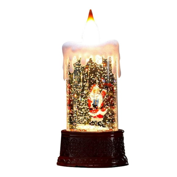 witspace Christmas Snow Globe Lighted Flying Santa Scene, Musical Snow Water Lantern Swirling Glittering Home Decoration and Gift, Battery Operated or USB Powered