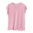 thumbnail image 2 of tarylea Plus Size Pajama Tops for Women Short Sleeve V Neck Solid Color T-Shirts Casual Loose Comfy Summer Lounge Tops, 2 of 3